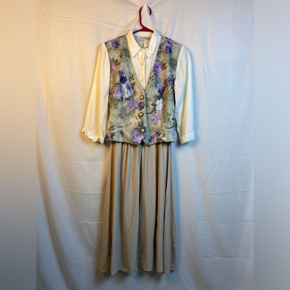 Vintage Just in Thyme Purple Vested MIDI Dress